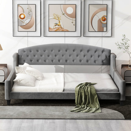 BR7- Modern Luxury Tufted Button Daybed, Full, Gray (Old SKU: SM001009AAE) - Likeshoppe 
