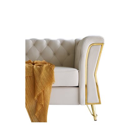 F3- Modern Tufted Velvet Sofa 87.4 inch for Living Room Beige Color - Likeshoppe 