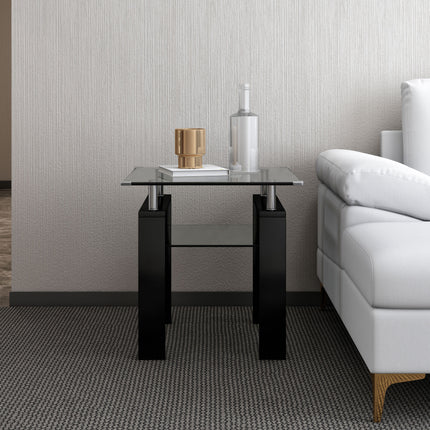 ST5- Clear Glass Top Side Table;  24"x24"x24" End Table;  Modern Design For Home - Likeshoppe 