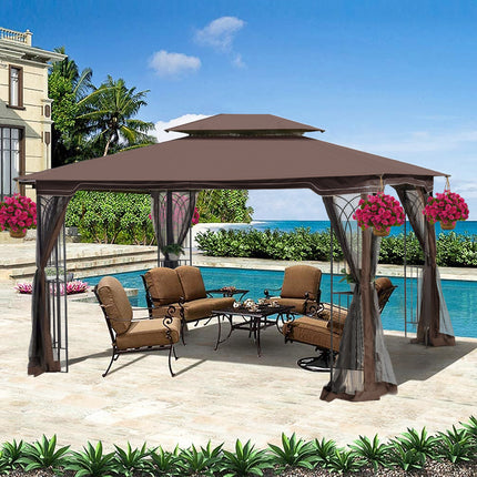 AG14- 13x10 Outdoor Patio Gazebo Canopy Tent With Ventilated Double Roof And Mosquito net(Detachable Mesh Screen On All Sides); Suitable for Lawn;  Garden;  Backyard and Deck; - Likeshoppe 