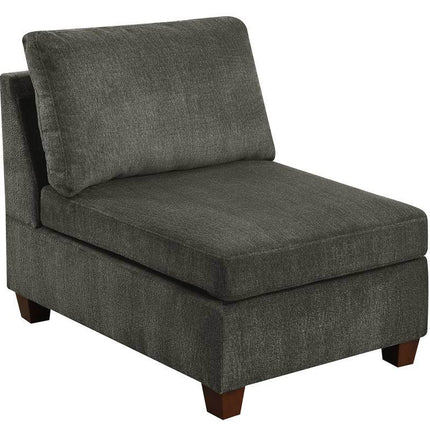 S5- Living Room Furniture Grey Chenille Modular Sectional 8pc Set Large Corner L-Sectional Modern Couch 2x Corner Wedge 4x Armless Chairs and 2x Ottomans Plywood - Likeshoppe 