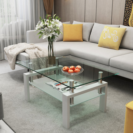 C7- 5 White Coffee Table, Clear Coffee Table,Modern Side Center Tables for Living Room, Living Room Furniture - Likeshoppe 