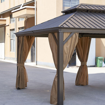 AG7- 12*20FT patic gazebo; alu gazebo with steel canopy; Outdoor Permanent Hardtop Gazebo Canopy for Patio;  Garden;  Backyard - Likeshoppe 