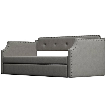 U4-Upholstered Daybed with Trundle;  Wood Slat Support; Upholstered Frame Sofa Bed ;  Twin - Likeshoppe 