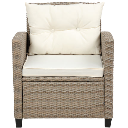 PX11- Outdoor;  Patio Furniture Sets;  4 Piece Conversation Set Wicker Ratten Sectional Sofa with Seat Cushions - Likeshoppe 