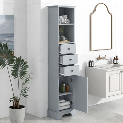 PU13- Tall Bathroom Cabinet;  Freestanding Storage Cabinet with 3 Drawers and Adjustable Shelf;  MDF Board with Painted Finish - Likeshoppe 