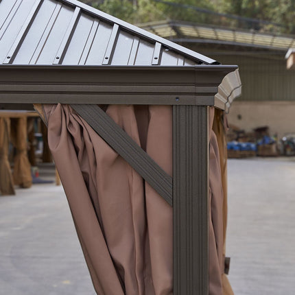 AG18- 12*12FT patic gazebo; alu gazebo with steel canopy; Outdoor Permanent Hardtop Gazebo Canopy for Patio;  Garden;  Backyard - Likeshoppe 