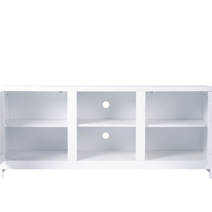 TV1- Modern Farmhouse Double Barn Door TV Stand for TVs up to 65 Inches, 58 Inch, White color - Likeshoppe 