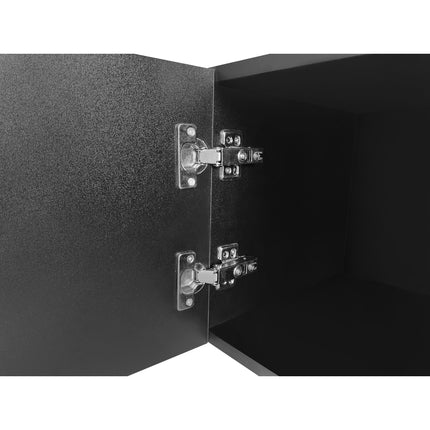 TV12- ON-TREND Unique Shape TV Stand with 2 Illuminated Glass Shelves, High Gloss Entertainment Center for TVs Up to 88", Versatile TV Cabinet with LED Color Changing Lights for Living Room, Black&White - Likeshoppe 