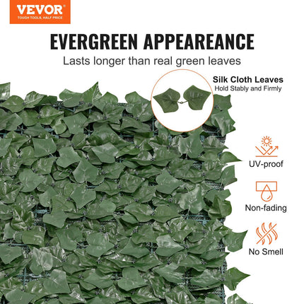 AJ1-  Ivy Privacy Fence, 96 x 72 in Artificial Green Wall Screen, Greenery Ivy Fence with Mesh Cloth Backing and Strengthened Joint, Faux Hedges Vine Leaf Decoration for Outdoor Garden, Yard, Balcony - Likeshoppe 