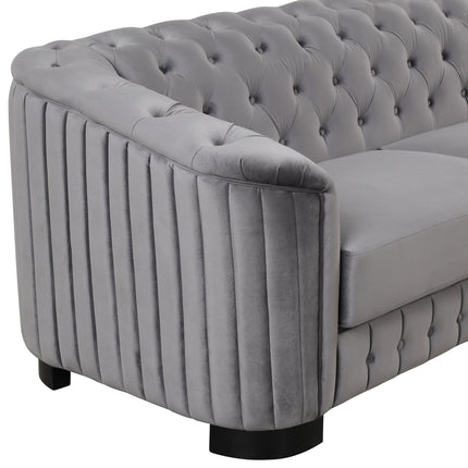 F1 82\" Mid Century Modern Sofa with Rubber Wood Legs; Velvet Upholstered Sofa Couch; Sofa with Thick Removable Seat Cushion;  3 Seater Sofa Couch for Living Room - Likeshoppe 