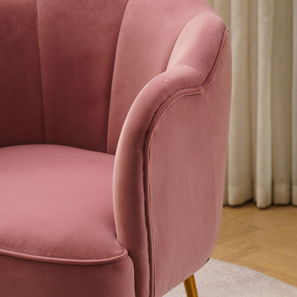 AC1- Shell Shape Velvet Fabric Armchair Accent Chair With Gold Legs For Living Room Bedroom - Likeshoppe 