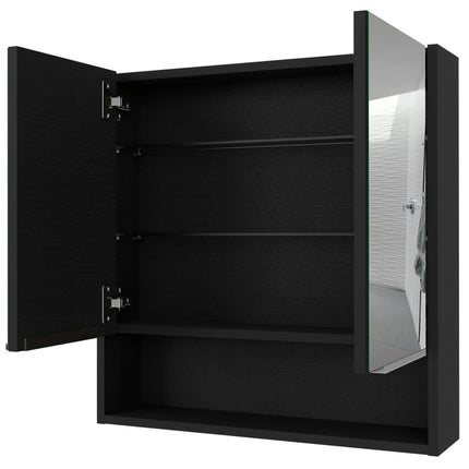 PU1- Ozark 24" Medicine Cabinet With Mirror, One Shelf, Black - Likeshoppe 
