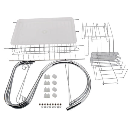 DL2- 2 Tier Dish Drying Rack Drainer Stainless Steel Kitchen Cutlery Holder Shelf - Likeshoppe 