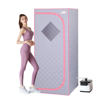 AK4- Full Size Portable Grey Steam Sauna tent–Personal Home Spa;  with Steam Generator;  Remote Control;  Foldable Chair;  Timer and PVC Pipe Connector Easy to Install - Likeshoppe 