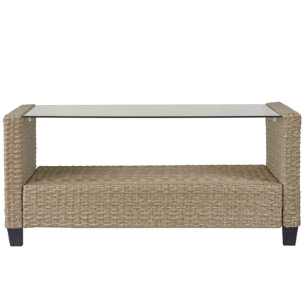 PX11- Outdoor;  Patio Furniture Sets;  4 Piece Conversation Set Wicker Ratten Sectional Sofa with Seat Cushions - Likeshoppe 
