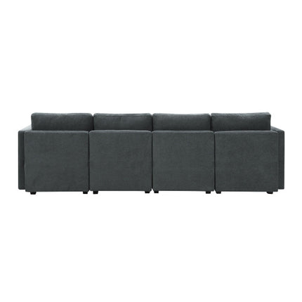 109*54.7\" Chenille Modular Sectional Sofa,U Shaped Couch with Adjustable Armrests and Backrests,6 Seat Reversible Sofa Bed with Storage Seats for Living Room, Apartment,2 Colors - Likeshoppe 