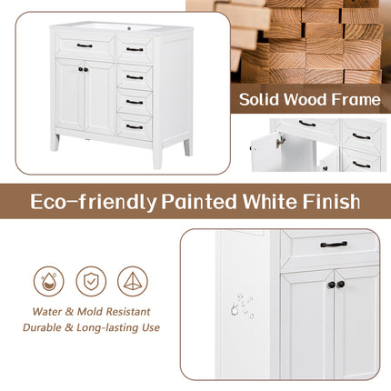 PT8- 36' Bathroom Vanity with Sink Combo;  White Bathroom Cabinet with Drawers;  Solid Frame and MDF Board - Likeshoppe 