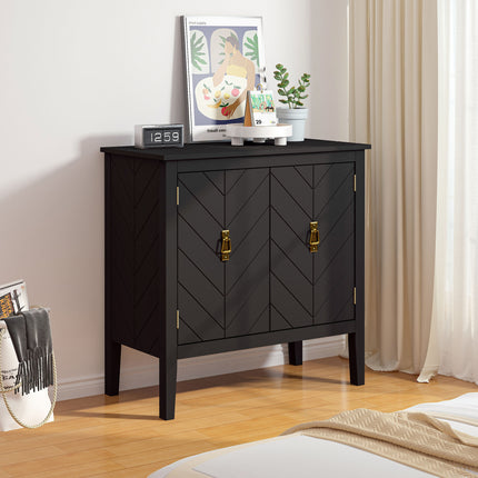 PC3- 2 Door Wooden Cabinets, Off-white Wood Cabinet Vintage Style Sideboard for Living Room Dining Room Office - Likeshoppe 