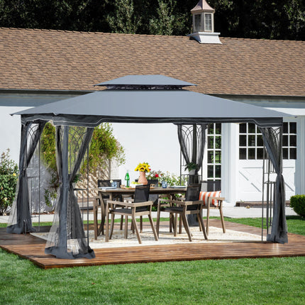 AG14- 13x10 Outdoor Patio Gazebo Canopy Tent With Ventilated Double Roof And Mosquito net(Detachable Mesh Screen On All Sides); Suitable for Lawn;  Garden;  Backyard and Deck; - Likeshoppe 