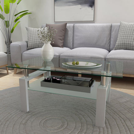 C7- 5 White Coffee Table, Clear Coffee Table,Modern Side Center Tables for Living Room, Living Room Furniture - Likeshoppe 