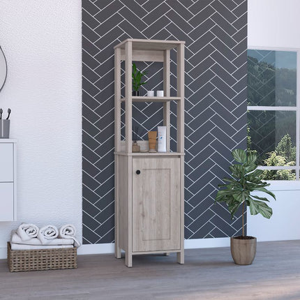 PU7- Arctic Linen Cabinet; With Four Shelves; Single Door Cabinet - Likeshoppe 
