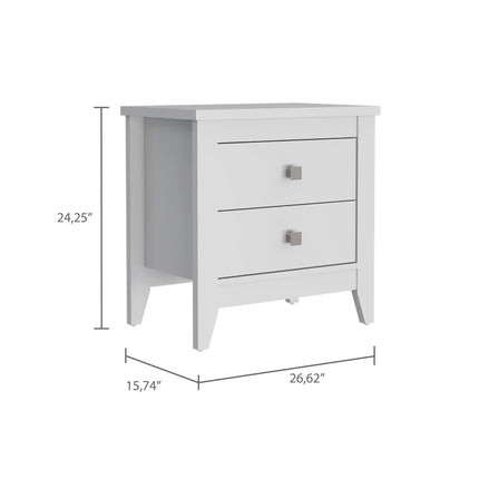 PE2- Breeze Four-Legged Modern Bedroom Nightstand, with Two Drawers, Black - Likeshoppe 