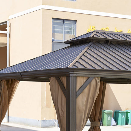 AG7- 12*20FT patic gazebo; alu gazebo with steel canopy; Outdoor Permanent Hardtop Gazebo Canopy for Patio;  Garden;  Backyard - Likeshoppe 