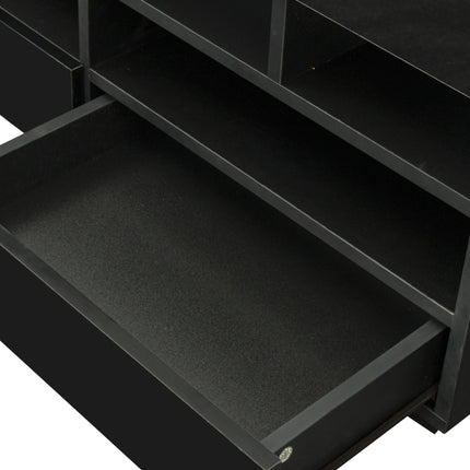 TV22- Living Room Furniture TV Stand Cabinet with 2 Drawers & 2 open shelves,20-color RGB LED lights with remote,Black - Likeshoppe 
