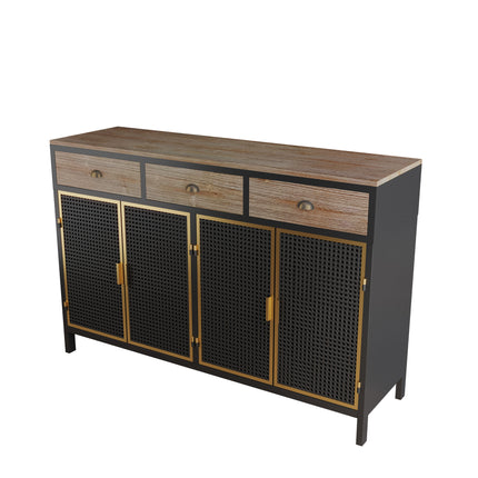 PC1- 48" Wide 4 Doors Modern Sideboard with 3 Top Drawers, Freestanding Sideboard Storage Cabinet Entryway Floor Cabinet for Living Room Office Bedroom - Likeshoppe 