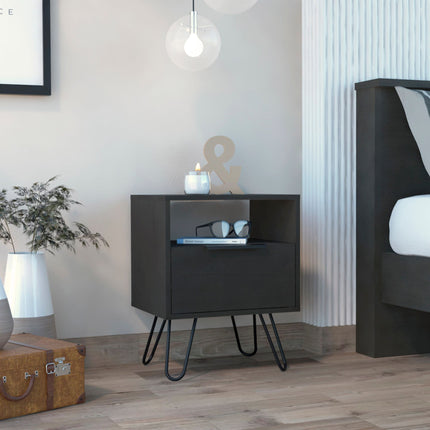 PE4- Vienna Nightstand; Shelves; Hairpin Legs - Likeshoppe 