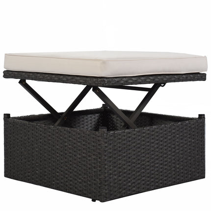 PX2- Outdoor Patio Rectangle Daybed with Retractable Canopy, Wicker Furniture Sectional Seating with Washable Cushions, Backyard, Porch - Likeshoppe 