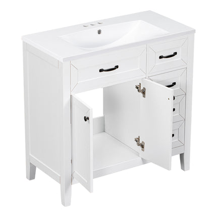 PT8- 36' Bathroom Vanity with Sink Combo;  White Bathroom Cabinet with Drawers;  Solid Frame and MDF Board - Likeshoppe 