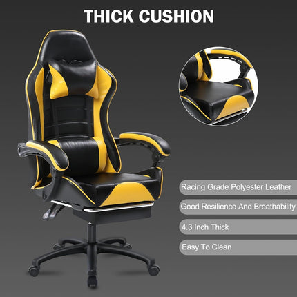 PM1- Ergonomic Gaming Chair for Adults, Comfortable Computer Chair for Heavy People, Adjustable Height Office Desk Chair with Wheels, Breathable Leather Video Game Chairs - Likeshoppe 