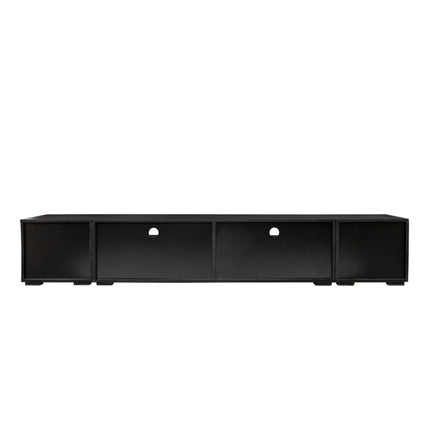 TV21- ON-TREND Extended, Minimalist Design TV stand with Color Changing LED Lights, Modern Universal Entertainment Center, High Gloss TV Cabinet for 90+ inch TV, Black - Likeshoppe 