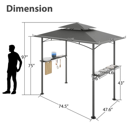 AG6- 8x 5 FT Grill Gazebo Grill Canopy Double Tiered BBQ Gazebo Outdoor BBQ Canopy - Likeshoppe 