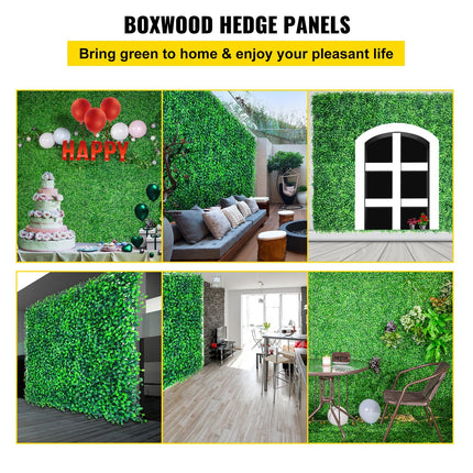 AJ3-  Artificial Boxwood Panels, 16 PCS 20"x20" Boxwood Hedge Wall Panels, PE Artificial Grass Backdrop Wall 1.6", Privacy Hedge Screen for Decoration of Outdoor, Indoor, Garden, Fence, and Backyard - Likeshoppe 
