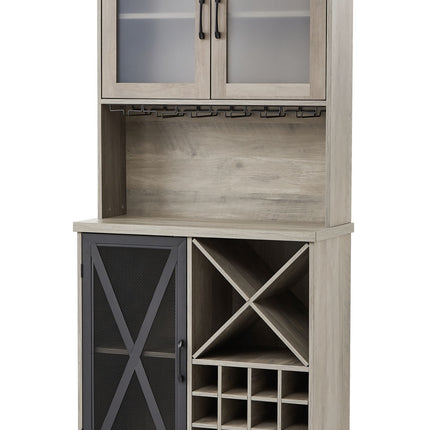 PB9- Farmhouse Wine Cabinet ;  Large Capacity Kitchen Sideboard Storage Cabinet With Wine Rack And Glass Holder;  Adjustable Shelf And 16 Square Compartments - Likeshoppe 