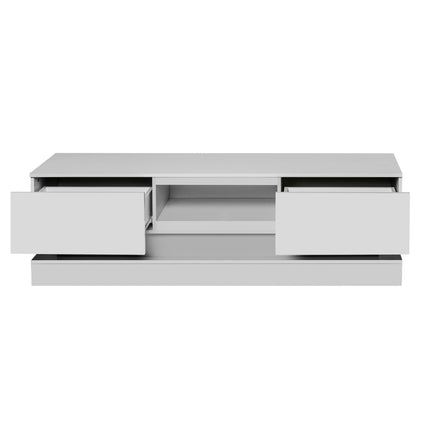 TV23- 51.18inch WHITE morden TV Stand with LED Lights,high glossy front TV Cabinet,can be assembled in Lounge Room, Living Room or Bedroom,color:WHITE - Likeshoppe 