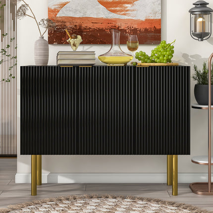 PC6- Modern Simple Sideboard with Particle Board and MDF Board;  Adjustable Shelves Luxury Style Cabinet with Gold Metal Legs and Handles for Hallway - Likeshoppe 