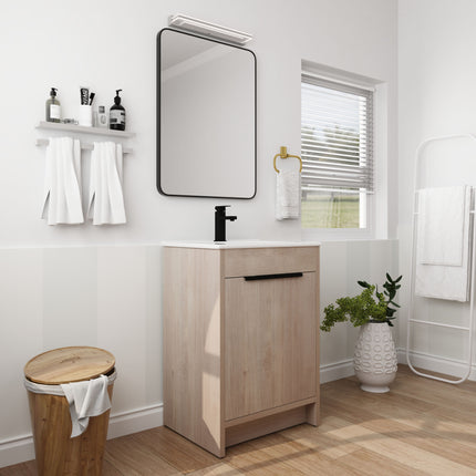 PT3- Freestanding Bathroom Vanity with White Ceramic Sink & 2 Soft-Close Cabinet Doors ((KD-PACKING); BVB02424PLO-G-BL9060B) - Likeshoppe 