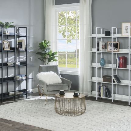 BC1- 5 Tier Bookcase Home Office Open Bookshelf, Vintage Industrial Style Shelf with Metal Frame, MDF Board - Likeshoppe 