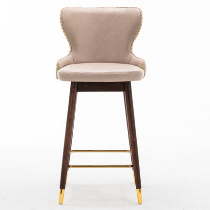 BS5- Furniture,29.9" Modern Leathaire Fabric bar chairs, Tufted Gold Nailhead Trim Gold Decoration Bar stools,Set of 2 - Likeshoppe 
