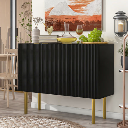 PC6- Modern Simple Sideboard with Particle Board and MDF Board;  Adjustable Shelves Luxury Style Cabinet with Gold Metal Legs and Handles for Hallway - Likeshoppe 