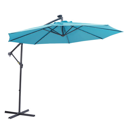 PZ3- 10 FT Solar LED Patio Outdoor Umbrella Hanging Cantilever Umbrella Offset Umbrella Easy Open Adustment with 32 LED Lights - Likeshoppe 
