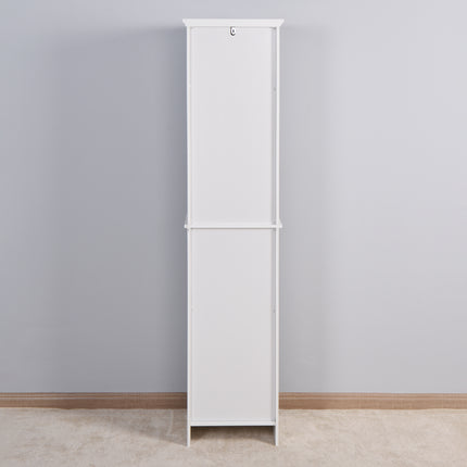 PU15- Bathroom Floor Storage Cabinet with 2 Doors Living Room Wooden Cabinet with 6 Shelves 15.75 x 11.81 x 66.93 inch - Likeshoppe 