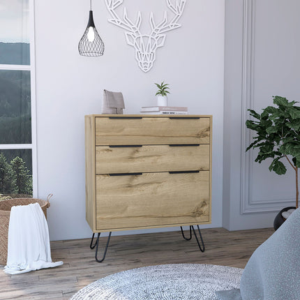 PD9- Praga Dresser; Three Drawers; Superior Top; Hairpin Legs - Likeshoppe 