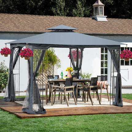 AG9- 10x10 Outdoor Patio Gazebo Canopy Tent With Ventilated Double Roof And Mosquito net(Detachable Mesh Screen On All Sides); Suitable for Lawn;  Garden;  Backyard and Deck - Likeshoppe 
