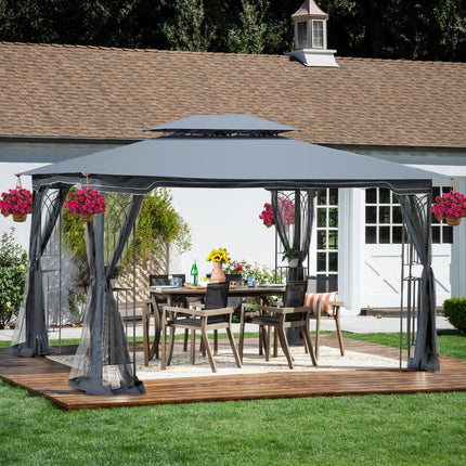 AG14- 13x10 Outdoor Patio Gazebo Canopy Tent With Ventilated Double Roof And Mosquito net(Detachable Mesh Screen On All Sides); Suitable for Lawn;  Garden;  Backyard and Deck; - Likeshoppe 