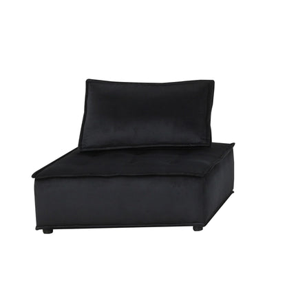 S6- Anna Black Velvet 5 Pc Sectional Sofa - Likeshoppe 